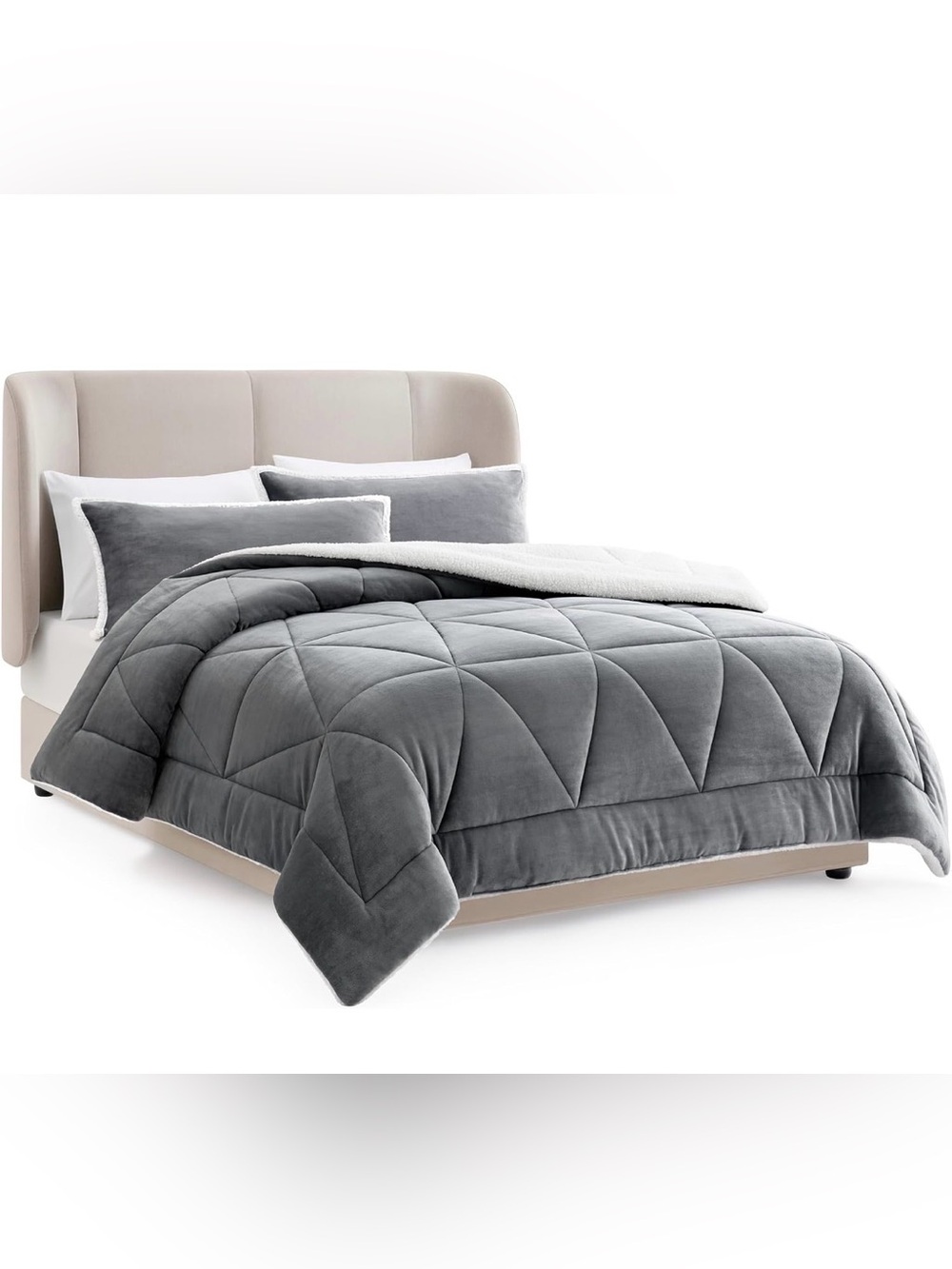 UGG Nita Reversible 3 Piece Comforter Set in Seal Grey, Cali/King